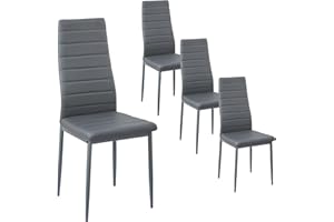 buybyroom Salle à Manger Ensemble de 4 chaises de Cuisine en métal, Chaise de Table de Salle à Manger Siège rembourré Confortable, Gris