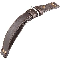 Laco Erbstück Fliegeruhren Lederband – XL 20mm, Geschlossen, Antik-Optik Mit Nieten, Braun, Manuell Gealtert, Made In Germany, Für Handgelenke 16-23cm