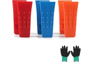 WDJLNZB 6 Stück Fällkeil Set, ABS Kunststoff Forstkeile Baumkeile 6 Zoll, Kältebeständig und Schlagfest, Kontrollierten Fällen von Bäumen, HolzfällerzubehörWerkzeuge Rot x2, Blau x2, Orange x2, Handschuhe x1