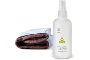 OKIEOKIE 100% Natural Yoga Mat Cleaner - Safe for All Mats, No Sticky Or Slimy Residue - Cleans, Restores, Refreshes + Free Microfiber Cleaning Towel Included