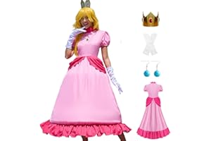AYYOHON Princess Dress for Women Halloween Princess Cosplay Costume Crown Earrings Gloves Set Adult Fancy Dress Suit