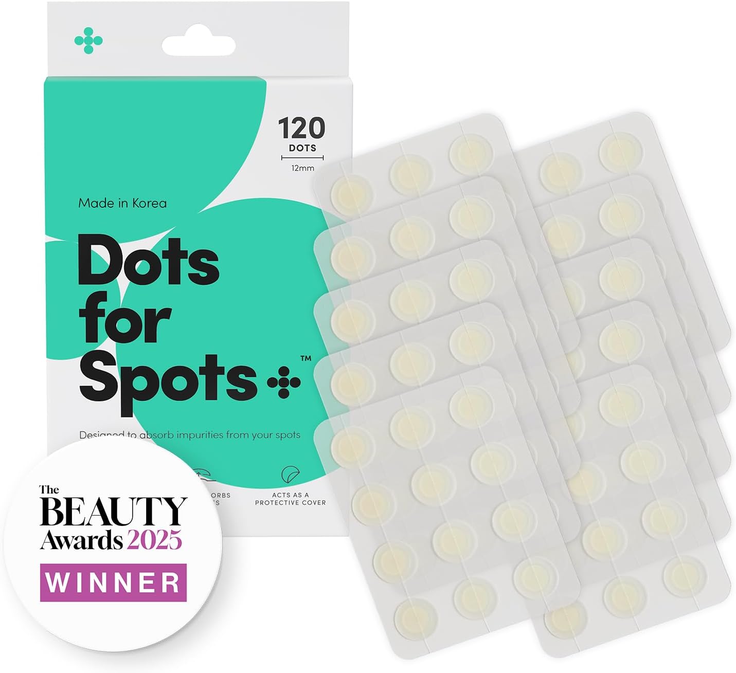 Dots for Spots Patches- Pack of 120 Translucent Hydrocolloid Spot Patch Treatment Stickers for Face - Fast-Acting, Vegan & Cruelty Free - Korean Skin Care