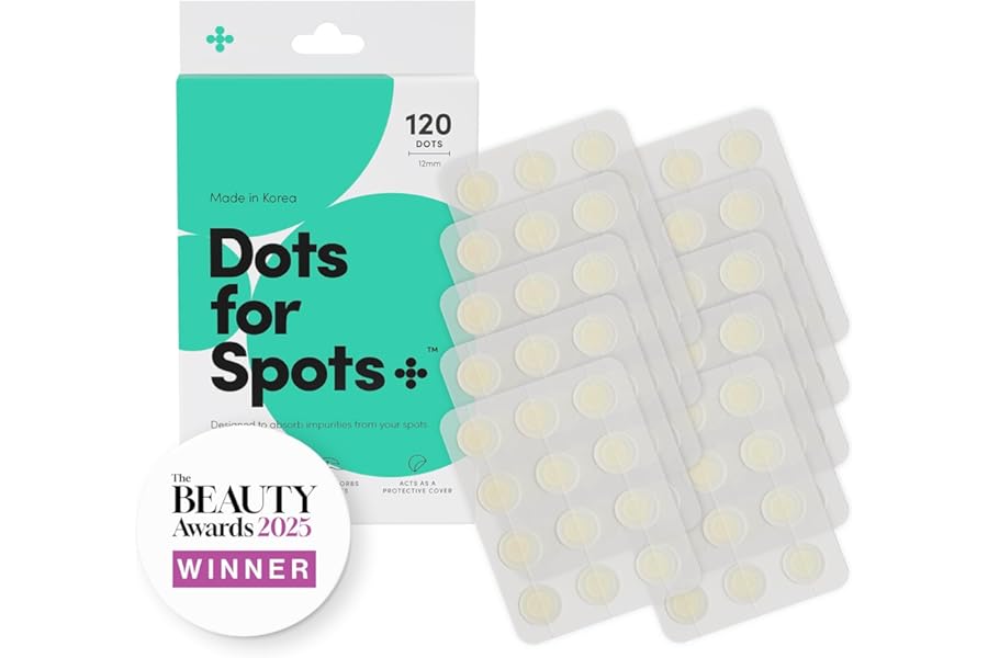 Dots for Spots Patches- Pack of 120 Translucent Hydrocolloid Spot Patch Treatment Stickers for Face - Fast-Acting, Vegan & Cruelty Free - Korean Skin Care