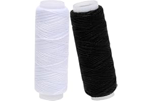 LECHISENOP 2PCS 30m Shirring Elastic for Sewing, 0.5mm Shirring High Elasticity Thread for Shirring, Black and White Elastic Durable Stretch Thread For Sewing Crafts Dress Jewelly Making