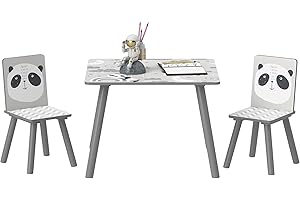 ZONEKIZ Kids Table and Chair Set, Toddler Table with 2 Chairs, 3 Pieces Toddler Activity Furniture Set for Bedroom, Nursery, Playroom, Grey