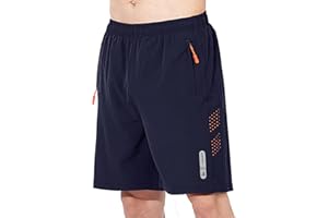 JustSun Mens Shorts with Zip Pockets Gym Running Quick Dry Lightweight Casual Shorts