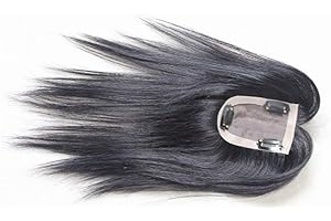 LUCASY Toupee à Pince Cheveux Brésilienne Cheveux à clips Remplacement Supérieure Lace Topper pour les Femmes avec Cheveux Clairsemée et Blanc 7 * 11CM 30CM Noir