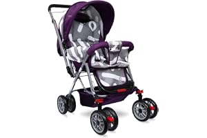 1st Step Yoyo Baby Stroller with 5 Point Safety Harness and Reversible Handlebar Stroller for Baby|360° Swivel Wheel|Large Storage Basket|Kids|Infants|New Born of 0 to 3 Years|Capacity 15kg (NPurple)