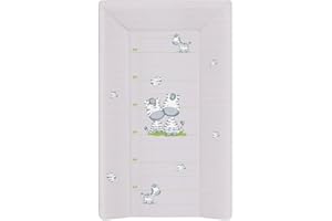 Ceba Baby Matelas à Langer Bebe ridge 70x50 cm, 80x50 cm Lavable pour Filles et Garçons - Zèbre Gris 80x50 cm