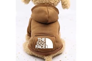GOWFEW The Dog Face - Felpa con cappuccio per cani, in morbido pile, con stampa "The Dog Face", abbigliamento per animali domestici tutto in uno (caffè, M)