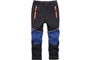 Echinodon Kinder Softshellhose mit Reflektor Gefüttert Hose Wasserabweisend Winddicht Atmungsaktiv Jungen Mädchen Outdoor Wandern Freizeit Hose Herbst Winter
