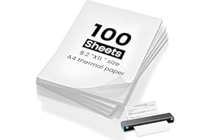 BAFUMIU (100 Blatt) Thermopapier A4, kompatibel mit den meisten A4 Thermodruckern, schnelltrocknendes a4 Thermopapier, BPA-frei, Thermodrucker Papier für Dokumenten, Webseiten und Fotos.