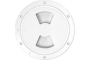 SEAFLO 02-Series Marine Circular Deck Plate/Boat Inspection Access Hatch - ABS, Corrosion/UV Resistant, Non-Slip, w/Detachable Cover for Boat & Yacht, 4-Year Warranty (White/Black. 4”, 5”,6” & 8”)
