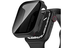 Kawoco Hülle für Apple Watch Series 6/5/4/SE 44mm Schutzhülle Anti Spy, Hard PC Wasserdichtes Schutzhülle Privatsphäre Hartglas Displayschutz für iWatch 44mm Schwarz