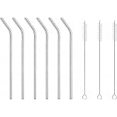 Orret Home 6&rsquo;lı Krom Paslanmaz Metal Pipet Seti &ndash; 3 Adet Pipet Temizleme Fır&ccedil;ası Hediyeli, &Ccedil;evre Dostu Metal Pipet, Dayanıklı