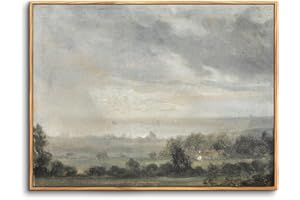 hyidecorart Cadre Decoration Murale Bois, Vintage Impression sur Toile, 60x90 cm Tableau Decoration Murale Chambre Paysage Naturel de Ciel, Décoration de Salon Bureau Salle de Bain Maison Décorations