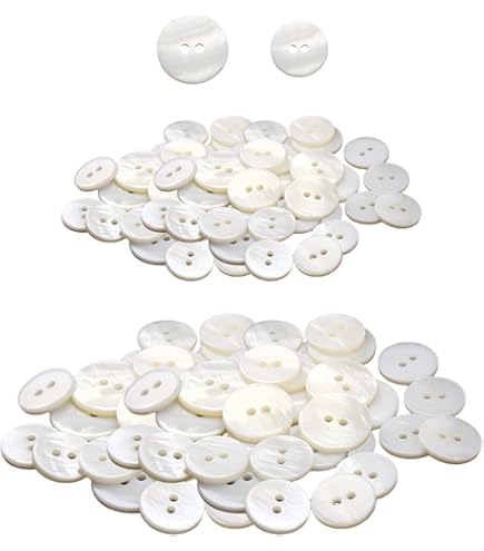 NBEADS Lot De 30 Boutons à Tige En Nacre Avec Tige En Nacre Naturelle Pour Costumes, Couture, Loisirs Créatifs, Crochet, Ornement - 11 Mm - Blanc
