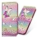Produktbild 6City8Ni Pocket BookStyle Flip Folio Wallet Ledertasche Funkeln Bling Glitzer Diamant Slim Leder Hülle Schutzhülle Scratch Bumper Stand Card Slots Shell Magnetverschluß Etui Case für Samsung A7 2018
