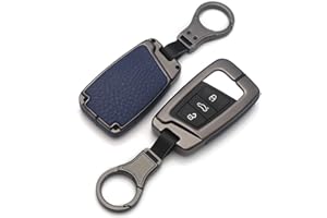 ‎ONTTO ontto Autoschlüssel Hülle für Skoda Superb A7 Kodiaq VW Magotan Passat B8 CC Tiguan MK2 Jetta Fernbedienung Cover Zinklegierung Schlüsselhülle Schlüsselanhänger Schlüssel Schutz Etui-Schwarz blau C
