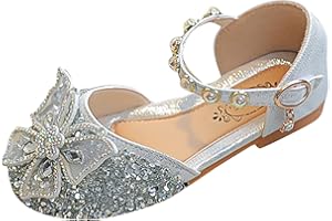 Zerototens beauty Girls Dress Shoes,Wedding Flower Girl Shoes Sparkle Glitter Bling Sequin Butterfly Ballet Princess Shoes Court Shoes for Toddler