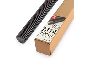 Barra Filettata M14x1000 mm, 1 pezzi, Asta Filettata Acciaio 10.9 DIN 976, Barre Filettate Metrica, Perni Filettati, Filetto Asta Metrica, Bulloni Filettati per Montaggio Industriale, Lun Fix