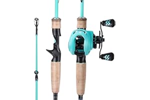 Sougayilang Baitcaster Combos, 2 Section M/MH Lightweight Casting Fishing Rod and 8.0:1 Baitcasting Reel, 1.8/2.1m Fishing Rod and Reel Set for Travel Saltwater Freshwater