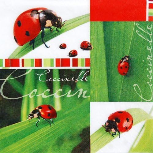 FASHION FOR HOME Home Fashion Ladybird Pattern Napkins, Pack of 20, Multi-Coloured