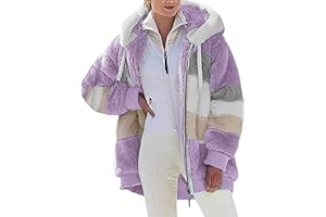 ABINGOO Manteaux Polaire Zippée pour Femme Mode en Peluche à Capuche Épaissir Blouson Chaud Hiver Décontractée Doux Ample Veste