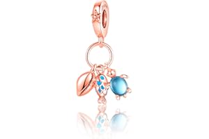 Amuefer 925 Argent Charms Bracelet Collier Pendentif Perles Charme Papillons, Amour, Cadeaux Pour MèRe Anniversaire Cadeaux Tortoises, Voyage Perles Cadeau