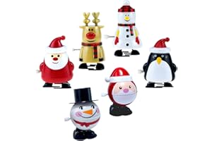 YAYAFUNFUN 6Pcs Christmas Wind Up Toys for Kids,Funny Christmas Toys Jump Up Clockwork Toy,Small Spring Walking Wind Up Novelty Toy for Christmas Party Favors Prizes,Xmas Stocking Cracker Gifts Party Bag Fillers
