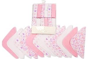 Nursery Time Baby Girl Boy Wash Face Cloths Towel Flannel Wipes Pack of 12 Pink Blue Grey