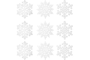 SPRINLOT 36pcs Copos de Nieve Decoracion, Copo de Nieve Navidad Plástico Colgante, Adornos Arbol Navidad Copo de Nieve, Copo de Nieve Brillante, Adorno Colgante para Navideño Hogar Ventana