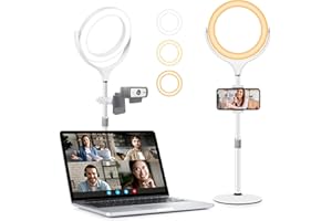 Ringlicht Ringleuchte Laptop mit Stativ Handy,Evershop Lichtring LED Ringlight Schreibtisch Tisch Ringlampe Videokonferenz Selfie Licht für Foto Video Make up und Schönheit Streaming Zoom Meeting
