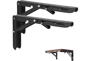 Vebetter 400mm Équerre Pliante, 2Pcs Noir Support Console Pliable, Supports D' étagères Pliants Charge, Lourds Support Console Pliable,Equerre Etagere, Pour Garage,Cuisine,Chambre,90KG/199lbs Porteur