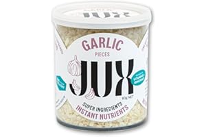 JUX Freeze-Dried Garlic 2-Pack Bundle | 100% Natural & Nutrient-Rich | Rehydrates Instantly for Cooking, Sauces & Garnishing | Long Shelf Life | Equals 600g of Fresh Garlic | No Additives, Vegan (60g)