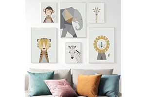 lulupila Bilder Kinderzimmer Deko Poster Babyzimmer Wohnzimmer A4 Kinderposter Kinderbilder Tiere Tiermotive Waldtiere für Kinder Junge Mädchen (6er Set - G26)