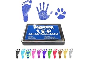 ReignDrop Ink Pad For Baby Footprint & Handprint - Creates Impressive Long Lasting Keepsake Stamp for Infant & Kids. Smudge Proof, Easy to Wipe Off Skin, Safe & Gentle Acid Free(Dark Blue)