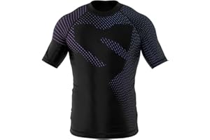 SMMASH Rashguard Uomo Manica Corta, Maglietta a Compressione MMA Krav Maga BJJ Grappling Running Palestra, Canotta Palestra Traspirante Leggero, Maglia in Materiale Antibatterico, Prodotto dell'UE