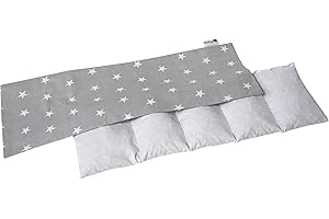 Medi Partners Termofor z pestek wiśni 5 Komorowy 800g 60x20cm 100% Bawełna Terapia ciepłem/zimnem Wyjmowana poszewka na poduszkę (Stars)