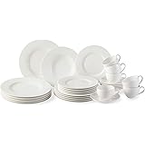 vivo by Villeroy & Boch Group - Basic White Servizio da tavola, coperto per feste, 30 pz, porcellana Premium, bianco, lavabil