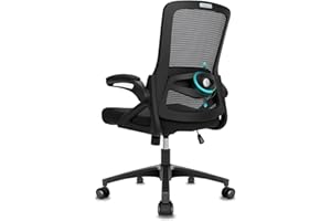 Durrafy Office Chair Ergonomic Desk Chair, With Adjustable Armrests and Lumbar Support, Height Adjustable, Mesh Computer Chair for Home/Office, Black