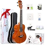 Aklot Concert Ukulele Solid Mahogany Ukelele 23 Inch Ukele Professional Uke With Free Online Course 8 Packs Beginner Starter 