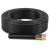 WEBMATEL Cable RV-K 3x4mm 0.6/1kV 25m - RVK Hose Outdoor Electric Cable Black High Voltage Electrical Installation