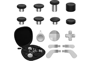 CHARM FOCUS 16-in-1 Metall Analogstick Ersatz Set für Xbox Elite Series 2 – Enthält magnetische Analogsticks, Paddles, Silikonkappen, D-Pads, Einstellwerkzeug (Silber)