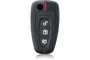Kesiku F-ord Key Cover for F-ord Transit Custom Connect Focus Fiest Kuga Mondeo Galaxy Mk4 Mk8, Silicone F-ord F-ocus Key Fob Cover, 3 Buttons F-ord Transit Car Key Cover - 1PC
