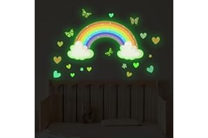 AIBAOBAO Rainbow Wall Stickers for Bedrooms, Glow in The Dark Stars for Kids Bedroom LivingRoom Removable Decoration, Butterflies Luminous for Kids Bedroom LivingRoom Decoration, Baby Room, School