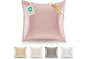 Taie Oreiller Soie 65x65 Dreamzie - 100% Soie Mûrier 19 Mommes NaturelleCertifiée Oeko-TEX - Bienfaits Cheveux et Peau Anti-Âge - Rose Clair