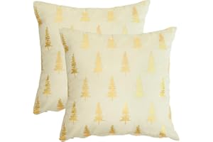 Artoid Mode Beżowe sosnowe holenderskie polarowe poszewki na poduszki świąteczne zestaw 2 szt., 45 x 45 cm, zimowa, dekoracyjna poszewka na poduszkę, sofa, dekoracja salonu