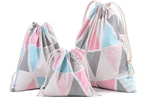 Amoyie Pack of 3 Drawstring Storage Bags Set for Kid Stuff Travel Home Accessorie