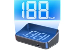 WODHMIEY HUD Head-Up-Display Auto – GPS Speedometer, GPS Tacho, Windschutzscheiben-Projektor Automatischer Helligkeit, USB Plug & Play, Display in Weiß & Grün, KM/H Anzeige, Universell für Fahrzeuge